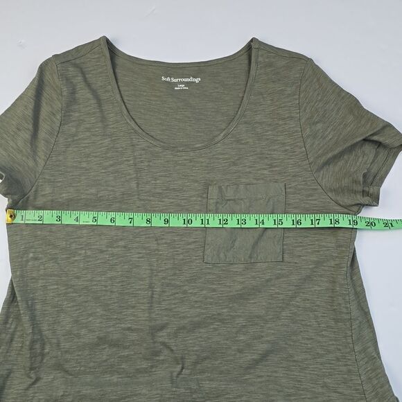 Soft Surroundings Olive Green Winnie Linen Blend T-Shirt Midi Dress Size L - Picture 4 of 7